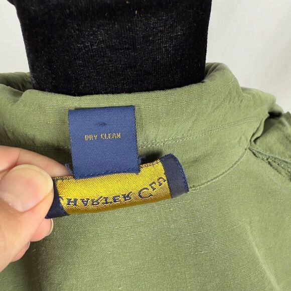 Charter Club Silk / Linen Olive Safari Button Up - Women’s 10 - Picture 8 of 8